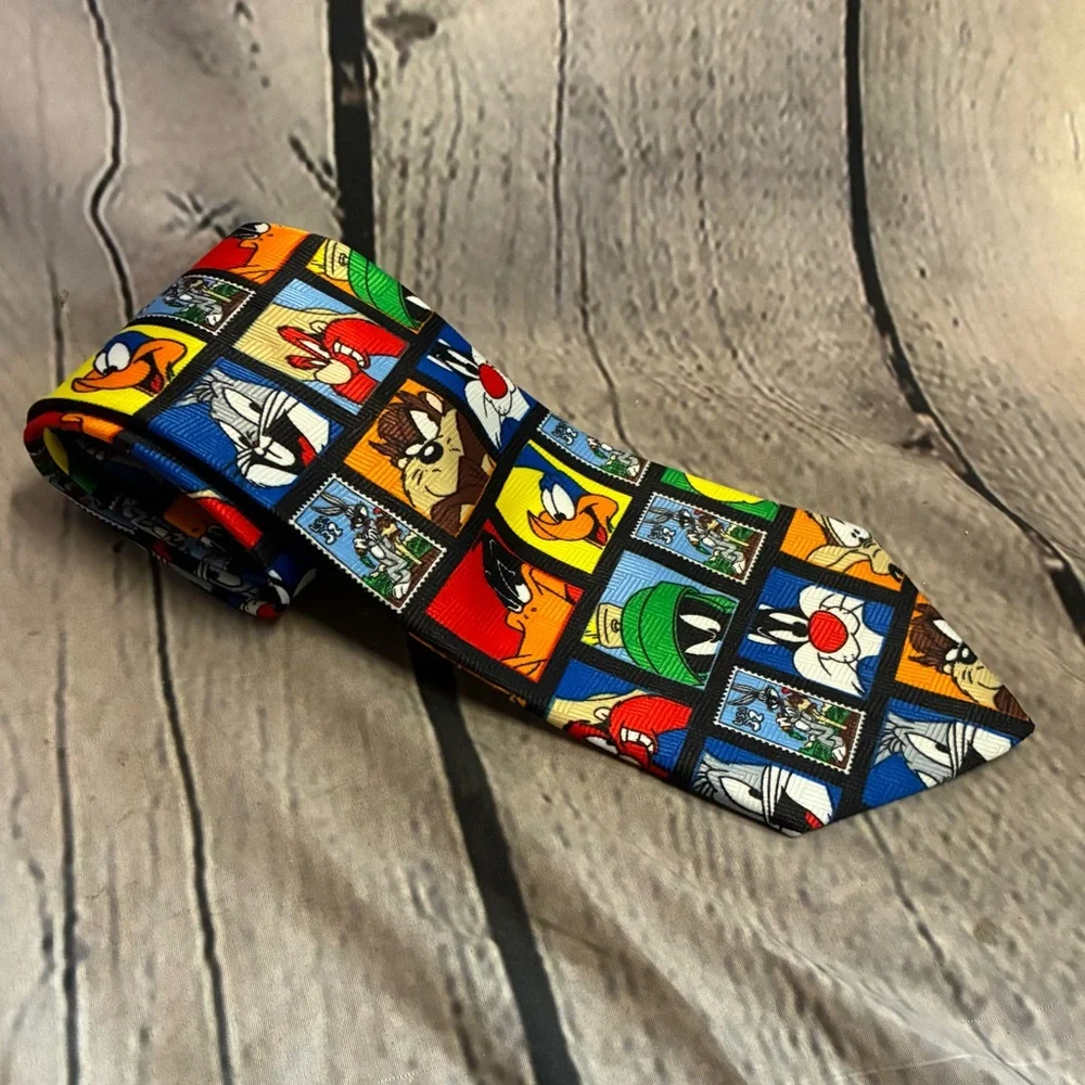 5/$20 VTG 1997 Looney Tunes Stamp Collection Warner Bros.‎ Men's Tie Multi Color